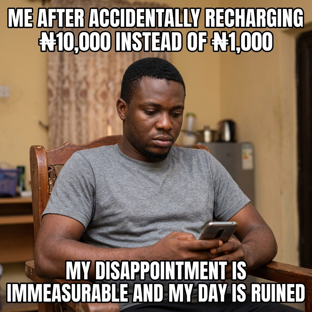 Nigerian man looking pleasantly surprised at his phone screen after seeing how cheap SME data is