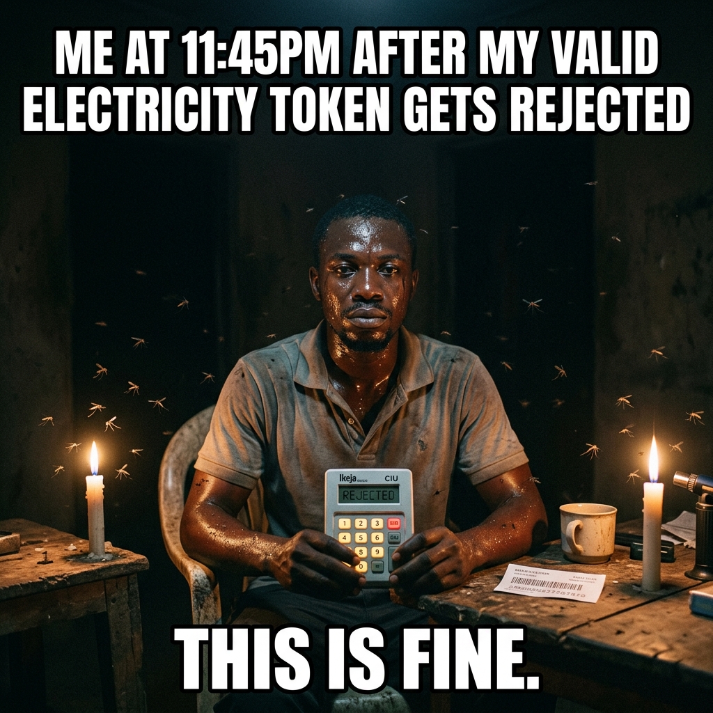 Me at 11:45PM after my valid electricity token gets rejected — This is fine