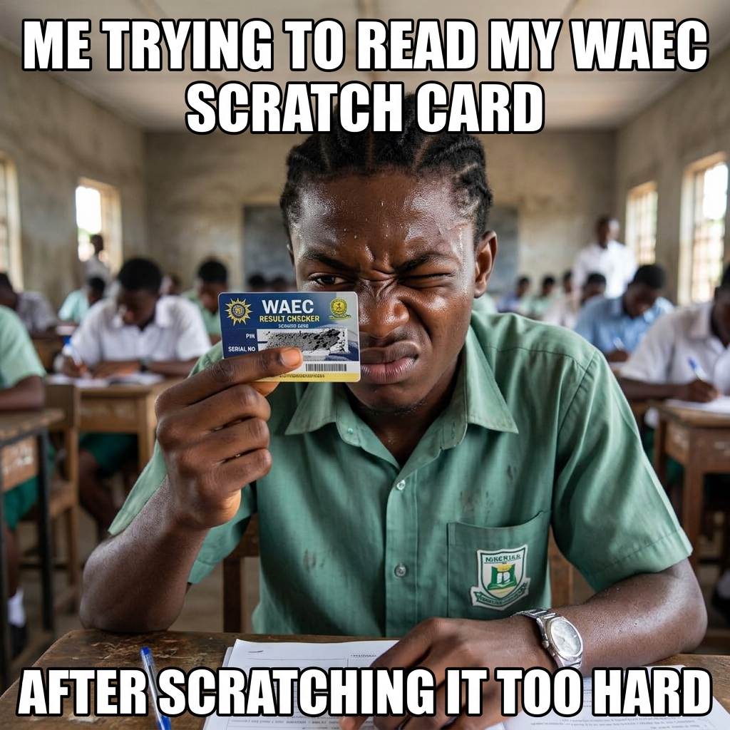 Me trying to read my WAEC scratch card after scratching it too hard