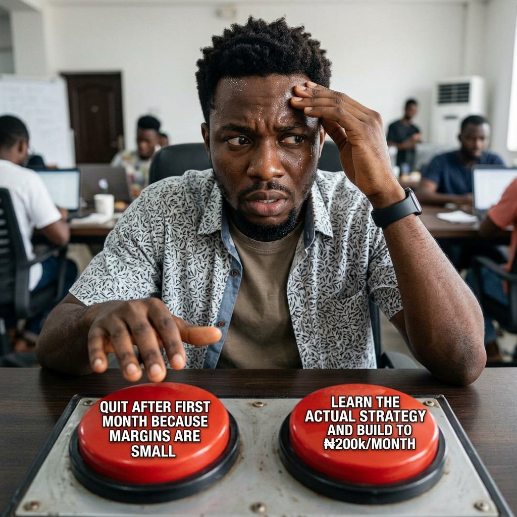 Choosing between: quit after first month, vs learn the actual strategy and build to ₦200k/month