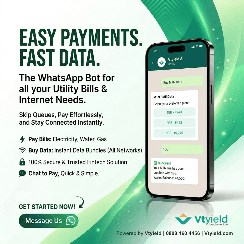 Vtyield WhatsApp Bot Flyer